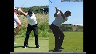 Jon Rahm golf swing  Long Iron faceon amp downtheline July 2017 [upl. by Derriey]