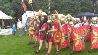 Roman Reenactment at the Amphitheatre in Caerleon Marching In [upl. by Enohsal271]