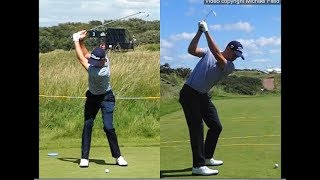 Justin Thomas golf swing  Long Iron faceon amp downtheline July 2017 [upl. by Ern]