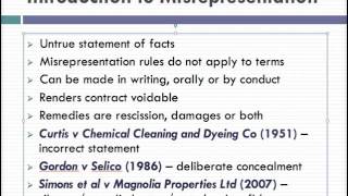 Misrepresentation Lecture 1 of 4 [upl. by Anestassia]